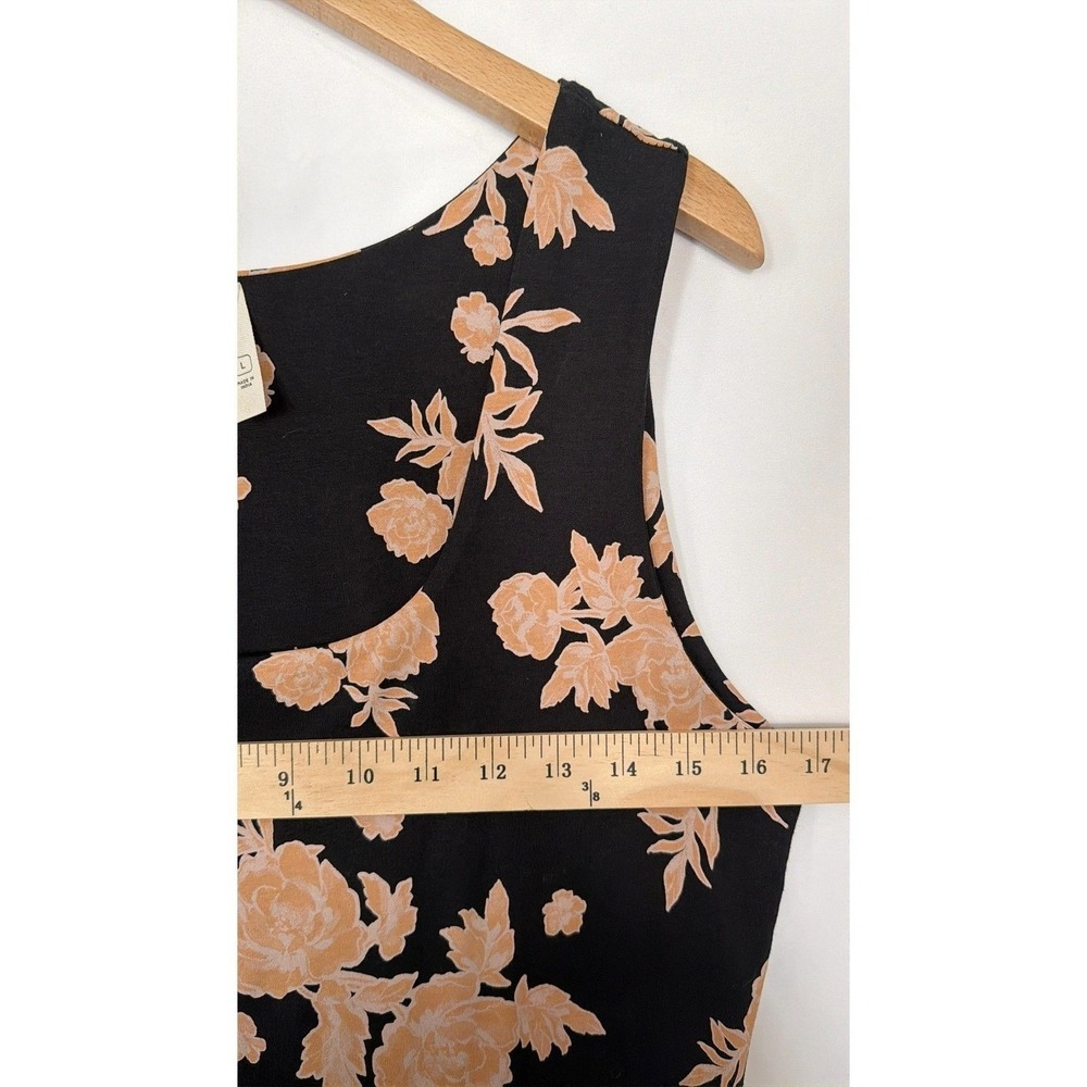 Pact Handkerchief Hem Women's L Black and Peach Sleeveless Organic Cotton Dress - Picture 8 of 9
